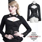 TX366-B★ゴシックモダンスタイル*ベルト交差*レイヤードトップス★【返品不可】・:glareshop(グレアショップ):・ゴシック パンク ロック ファッション ヴィジュアル系 ファッション V系 ファッション v系 レディース フード コスプレ ハロウィン