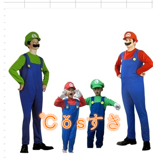 Halloween　ハロウィン Super Mario　マリオ　子供　セット　全身タイツ ライクラ 弾力と伸縮性あり ステージ衣装 コスチューム コスプレ衣装 在庫