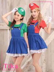 【あす楽対応】コスプレ ハロウィン 6set マリオ 風 ルイージ 風 スーパーマリオ 風 ワリオ コスチュームセット ドレス 仮装 衣装【785385】