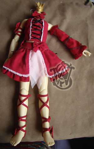 BJD人形　ドール衣装セット 初音ミク　ヴィンテージドレス　赤い　コスプレ衣装　MSD　SD　DD　サイズ人形用　変装 仮装 cosplay コスチューム オーダーメイド製作