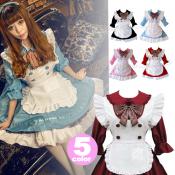 【5色/3】メイド メイド服 エプロン コスプレ ロリータ ゴスロリ レディース ワンピース ドレス ピンク 黒 赤 ブルー アリス 制服 コスプレ ハロウィン 衣装 あす楽 仮装 コス コスチューム