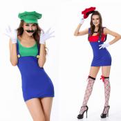 ◆即納＆送料無料【ゲームキャラクター風 ワンピース コスプレ 衣装】/ハロウィン パーティ/コスチューム/仮装　大人/セクシー 可愛い/ヒゲ兄弟/レディースファッション/2017 春 新作/激安/特価/通販/プレゼント/ギフト/楽天スーパーセール/k-4480