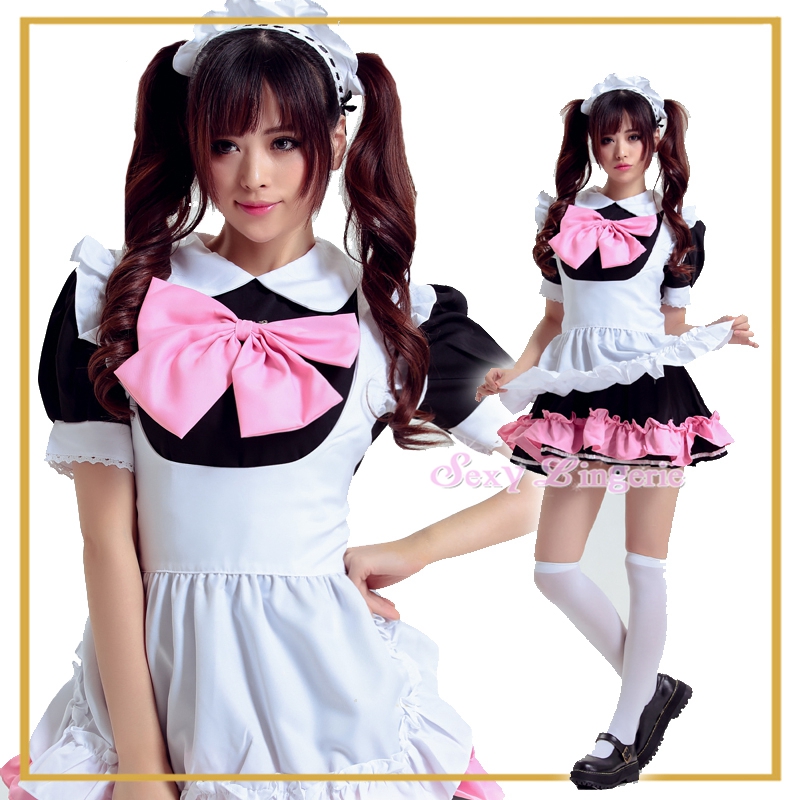 ◆即納＆送料無料【ピンク リボン メイド服 コスプレ 衣装】/ハロウィン パーティ/コスチューム/仮装　大人/セクシー 可愛い/喫茶店/レディースファッション/2017 春 新作/激安/特価/通販/プレゼント/ギフト/楽天スーパーセール/k-5423